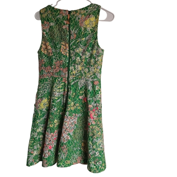 Anthropologie Maeve Green Pink Sequin Lace Lined Mini Dress Size 4 - Picture 3 of 5